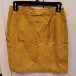 Vintage 90s Mustard Yellow/Gold Suede Mini Skirt